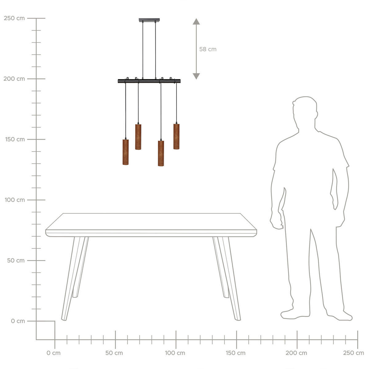 HÄNGELEUCHTE Tutaki 16/61/162 cm - Schwarz, Metall (16/61/162cm) - Beliani
