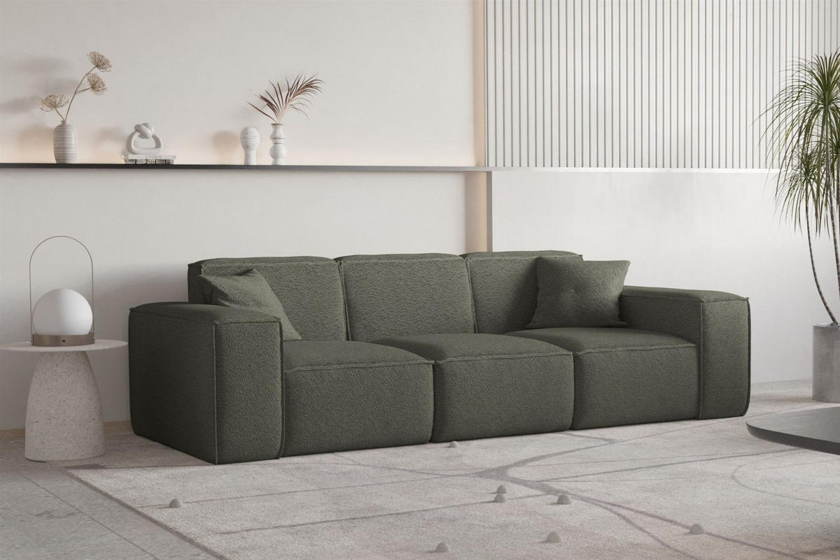 SOFA Celes Premium 3-sitzer Ascot Bukla - Jadegrün, Holzwerkstoff/Textil (225/73/88cm) - Fun Möbel