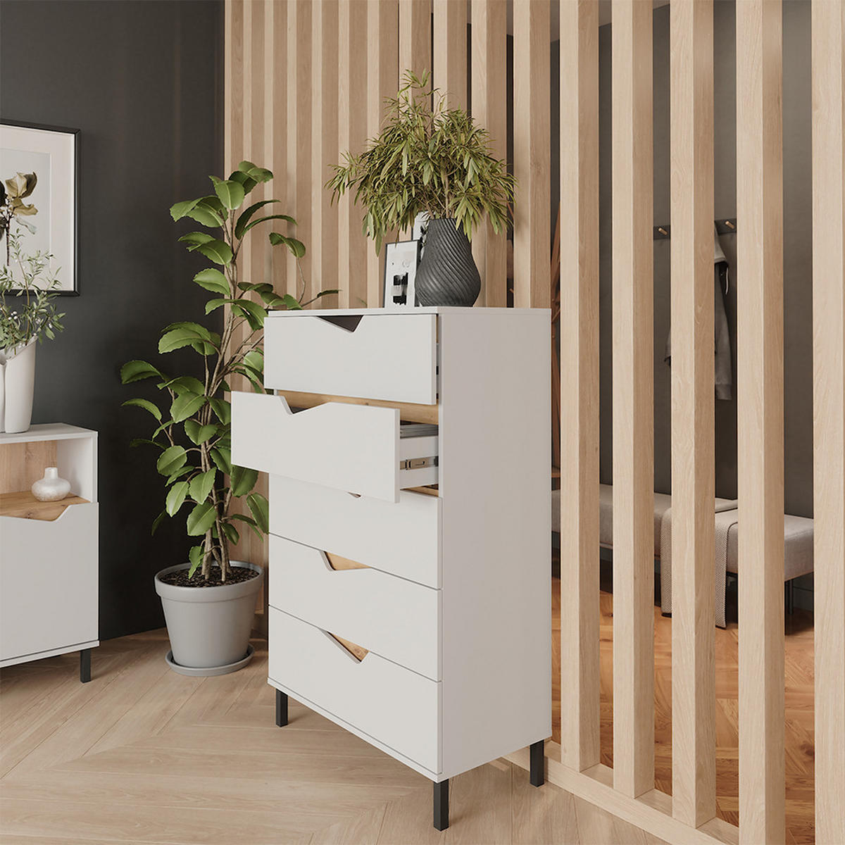 KREDENC Marelle Bílá/Artisan - bílá/světle šedá, kompozitní dřevo (76/120/38cm) - Vicco