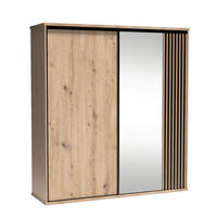 SCHWEBETÜRENSCHRANK Caya mit zwei Türen und Spiegel, 200 cm - Eiche Artisan, Holzwerkstoff (200/217/60cm) - Beautysofa