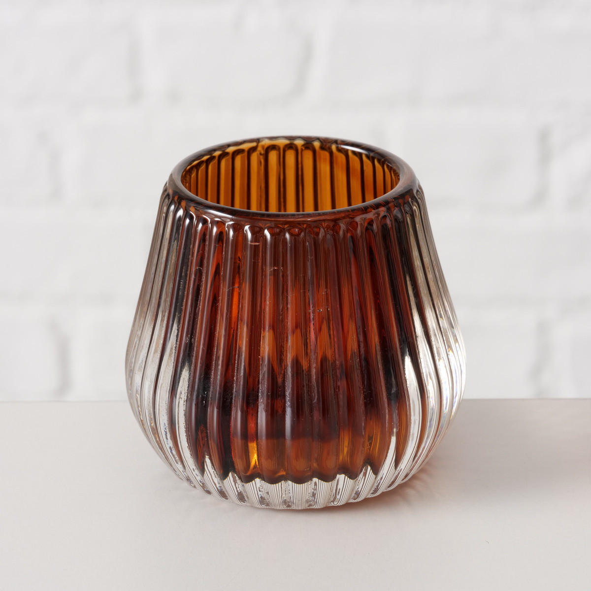 TEELICHTHALTER Glas Zato Ø 7,5 cm - Braun, Glas (7.5/6.5/7.5cm) - Boltze Home