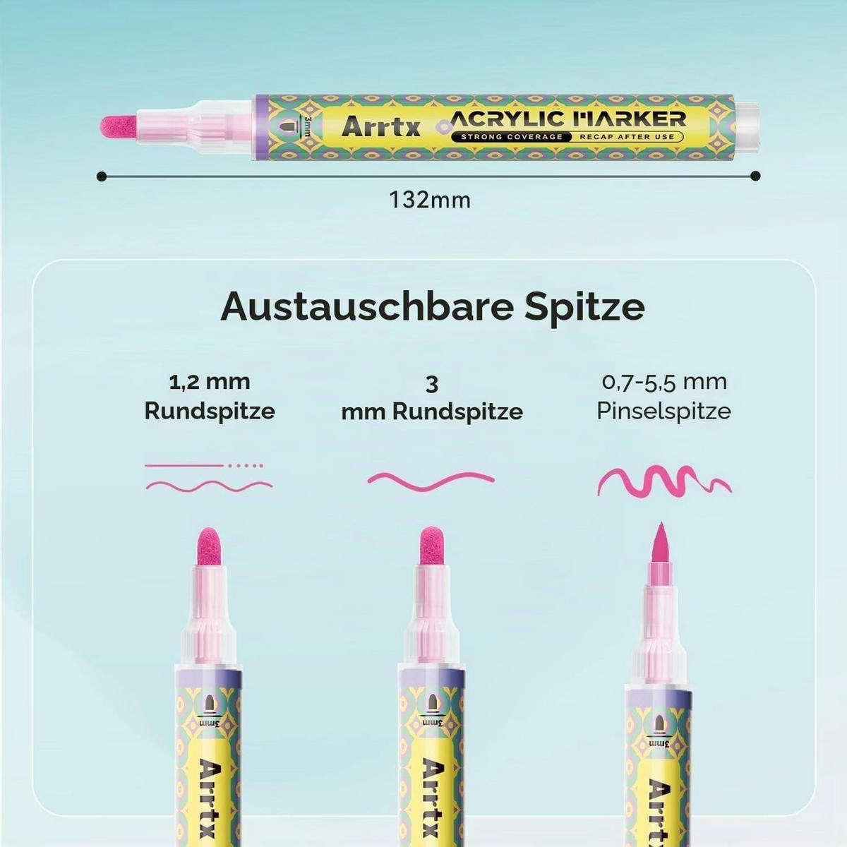 ACRYLFARBEN-STIFTE Set 72 Farben mit Ersatzspitzen - Multicolor, Kunststoff (1/1/13.2cm)