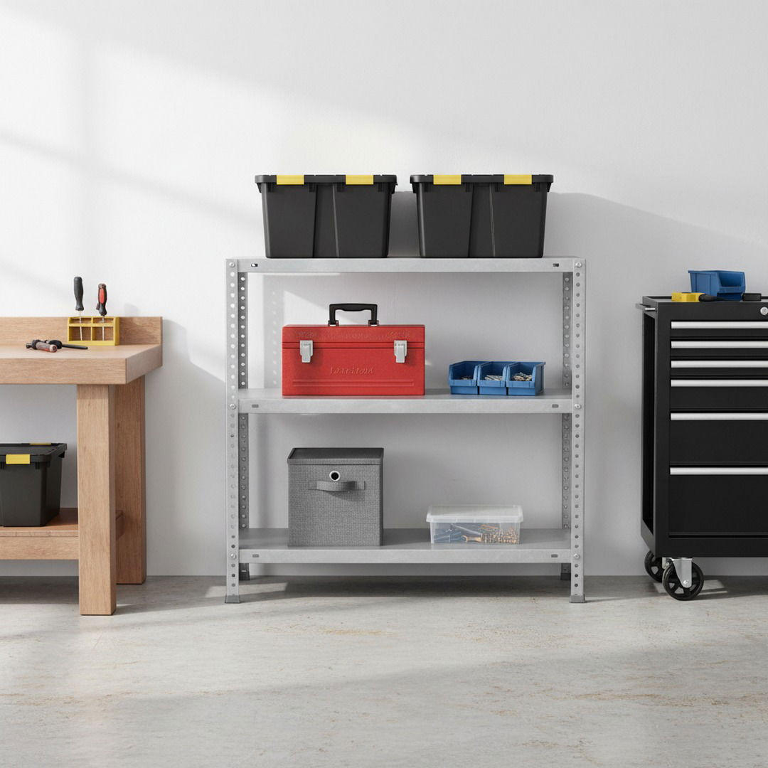 SCHRAUBREGAL PANDA MINI | HxBxT 90x110x40cm | 3 Fachböden | Fachlast 75kg | Verzinkt - Silberfarben, Metall (110/90/40cm) - PROREGAL