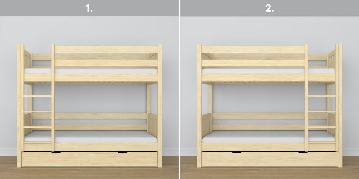 ETAGENBETT N02 mit Schublade Klare Kiefer 120/180 - Braun, Naturmaterialien/Holz (120/180cm) - N-Wood