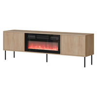 TV-LOWBOARD Domi 180 2D EF mit Kamin - Eichefarben/Schwarz, Holzwerkstoff/Metall (183/60/40cm) - MIRJAN24