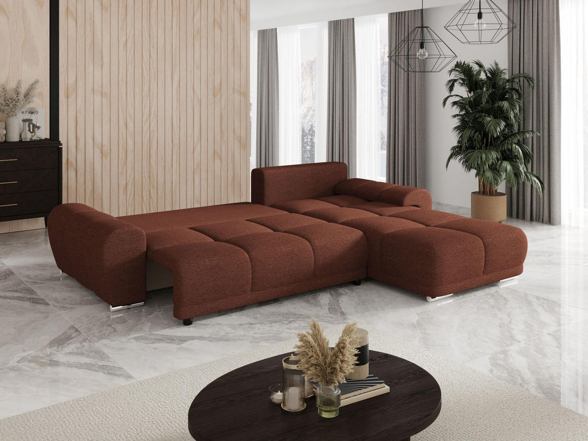 ECKSOFA BEGA L Rechts ARAGON 59 mit Schlaffunktion - Hellbraun, Textil (289/185cm) - Bedante