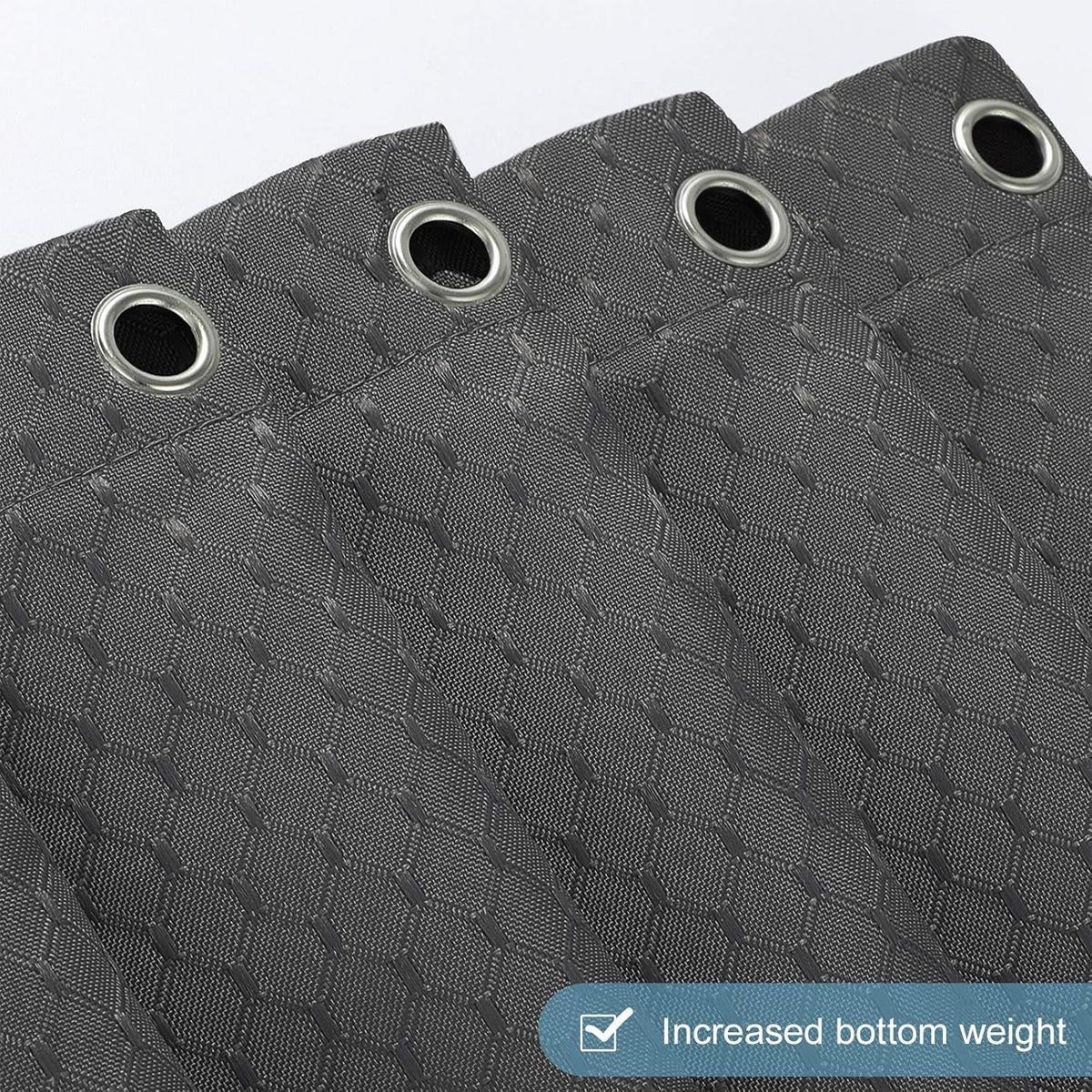 DUSCHVORHANG Dunkelgrau Waffelstruktur dick Polyester wasserdicht schimmelresistent waschbar für Badewanne - Schwarz, Textil (180/200cm) - MCBOSON