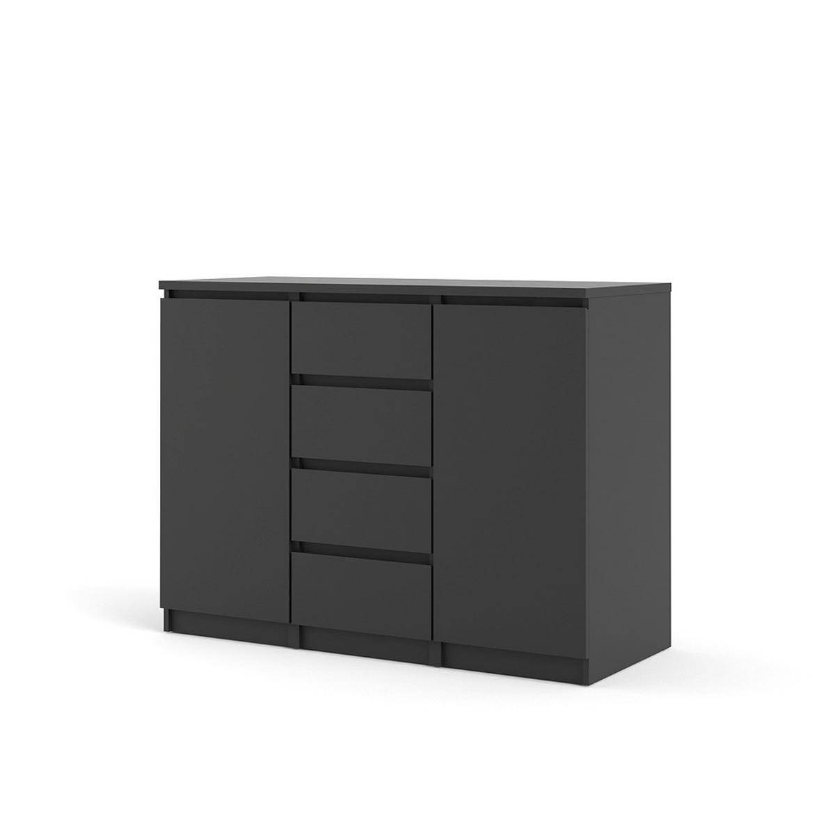 SIDEBOARD mattschwarz - Schwarz, Holzwerkstoff (121/91/50cm) - ebuy24