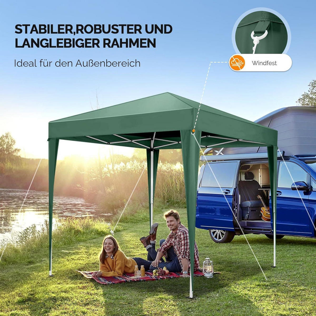 FALTPAVILLON 3 x 3 m Grün Wasserdicht mit 4 Seitenteilen - Grün, Textil (300/260/300cm)