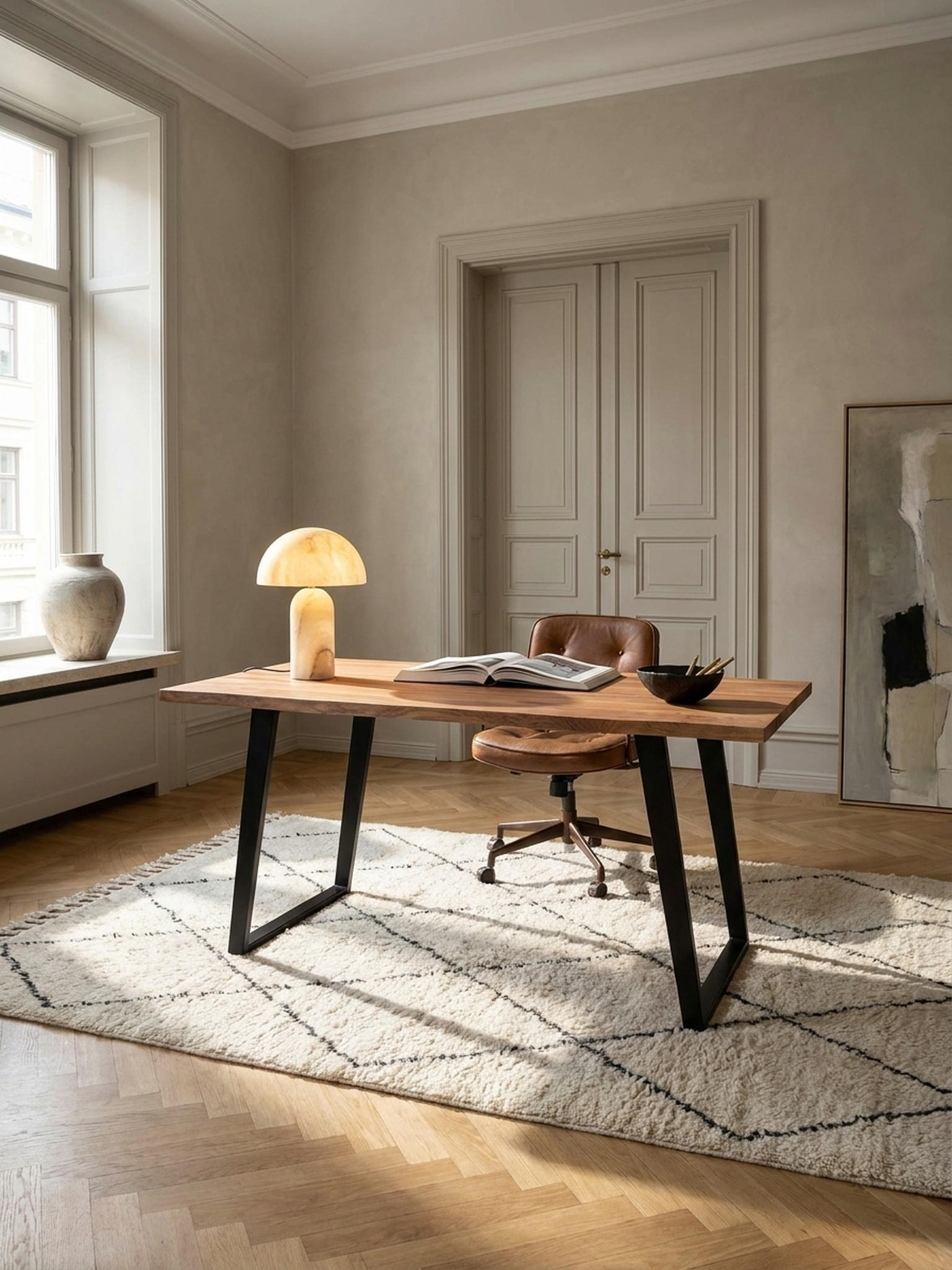 SCHREIBTISCH Massivholz Baumkante mit U-Gestell, Akazie 140x80x76 cm - Schwarz/Akaziefarben, Holz/Metall (140/80/76cm) - KADIMA DESIGN
