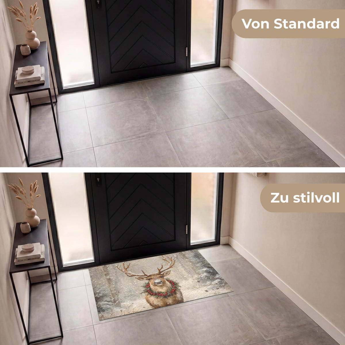ROHOŽKA Vánoce - sobi - zima - věnec 120x80 cm - hnědá, textil/umělá hmota (120/0.4cm) - MuchoWow