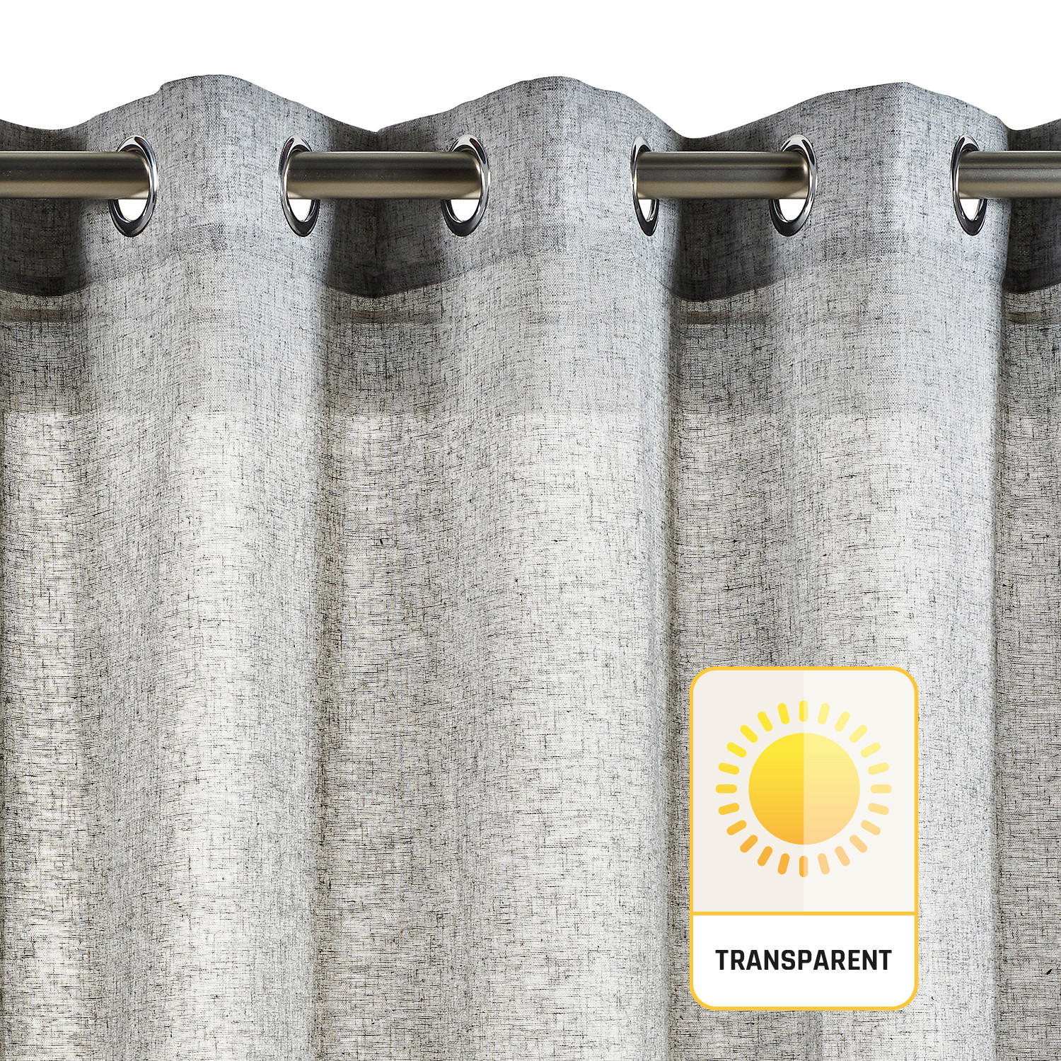 VORHANG MIT ÖSEN – lichtdurchlässig Grau, 280X300 - Grau, Kunststoff (280/300cm) - STORESDECO