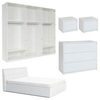 SCHLAFZIMMER-SET Italia Weiß matt / weiß hochglanz 5-teilig - Weiß Hochglanz/Weiß, Holz/Holzwerkstoff (160/200cm) - Feldmann-Wohnen