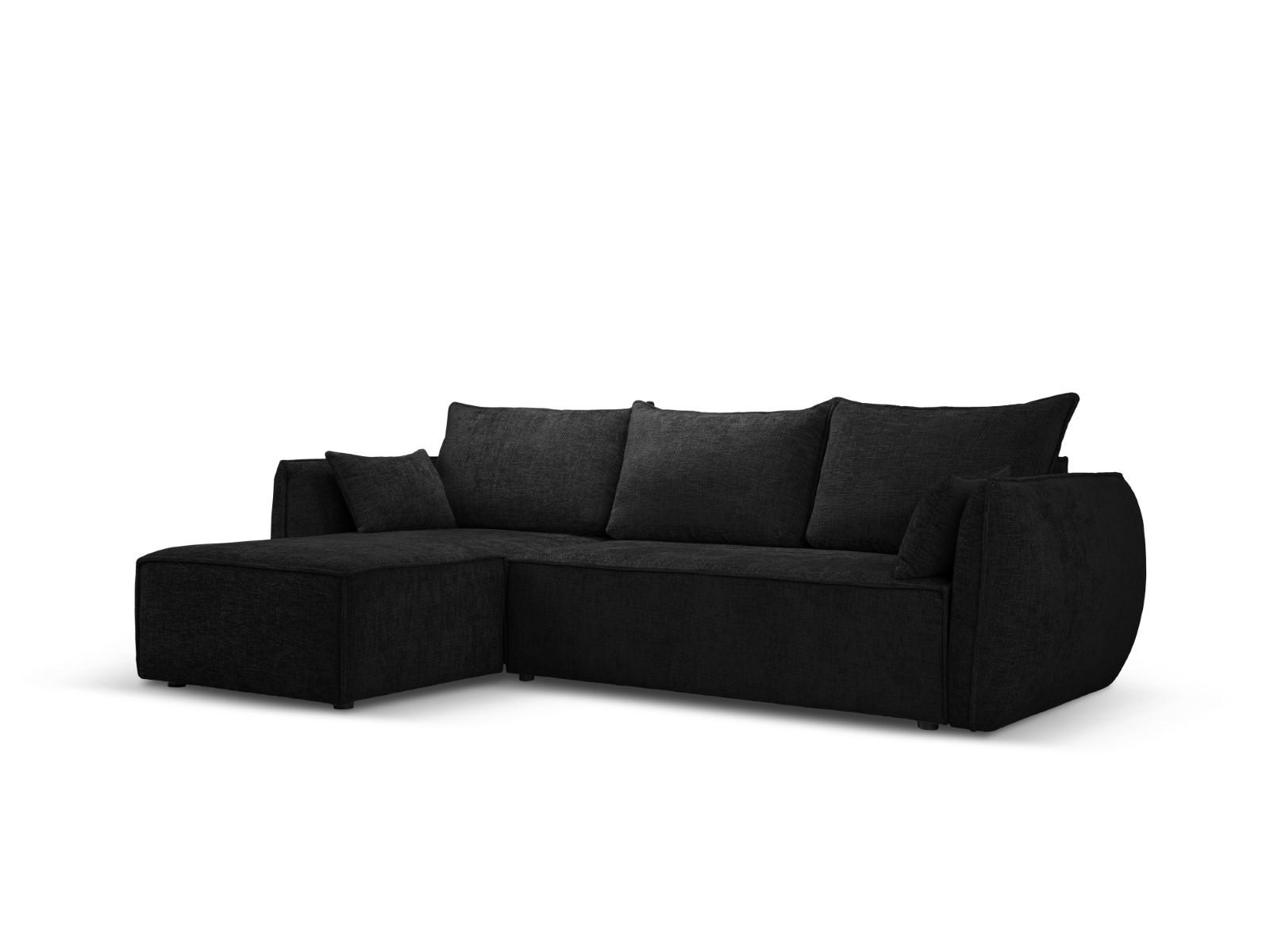 AUSKLAPPBARES-ECKSOFA links mit Container Kaelle aus Chenille-Stoff schwarz 4 Sitzplätze - Schwarz, Textil (165/252cm) - Micadoni