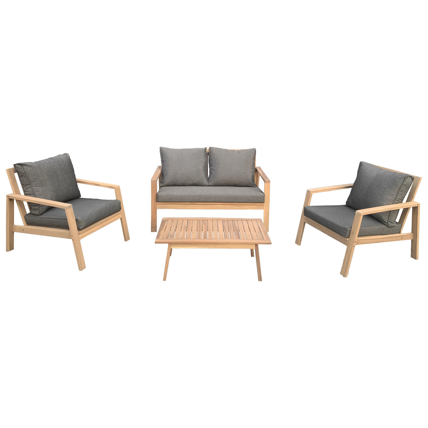 GARTENMÖBEL Gili Grau 4er-Set - Grau, Holz - Happy Garden