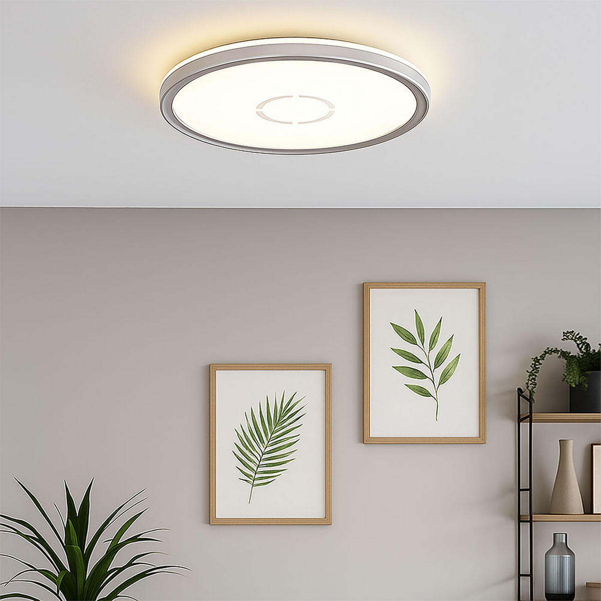 LED DECKENLEUCHTE Silber Opal - Silberfarben, Kunststoff (29.3/29.3/2.9cm) - Briloner