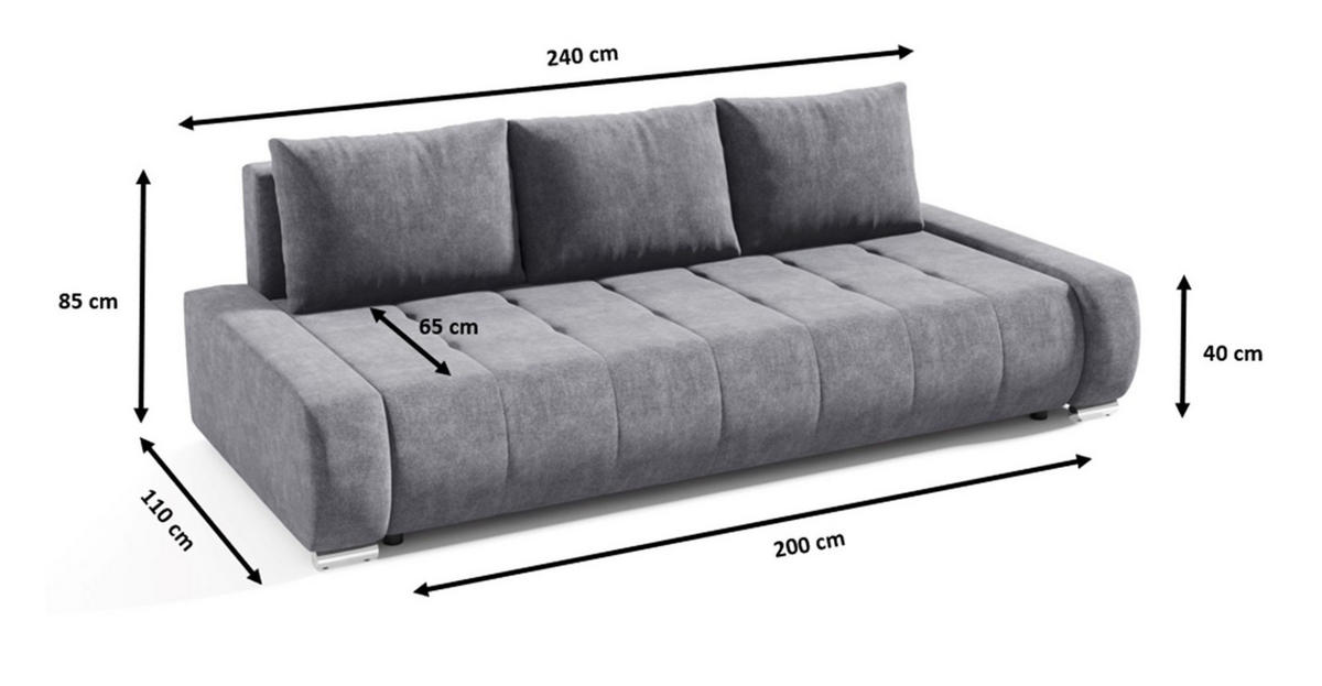 SCHLAFSOFA Vogar In Monolith - Anthrazit, Holzwerkstoff/Textil (240/85/110cm) - Fun Möbel