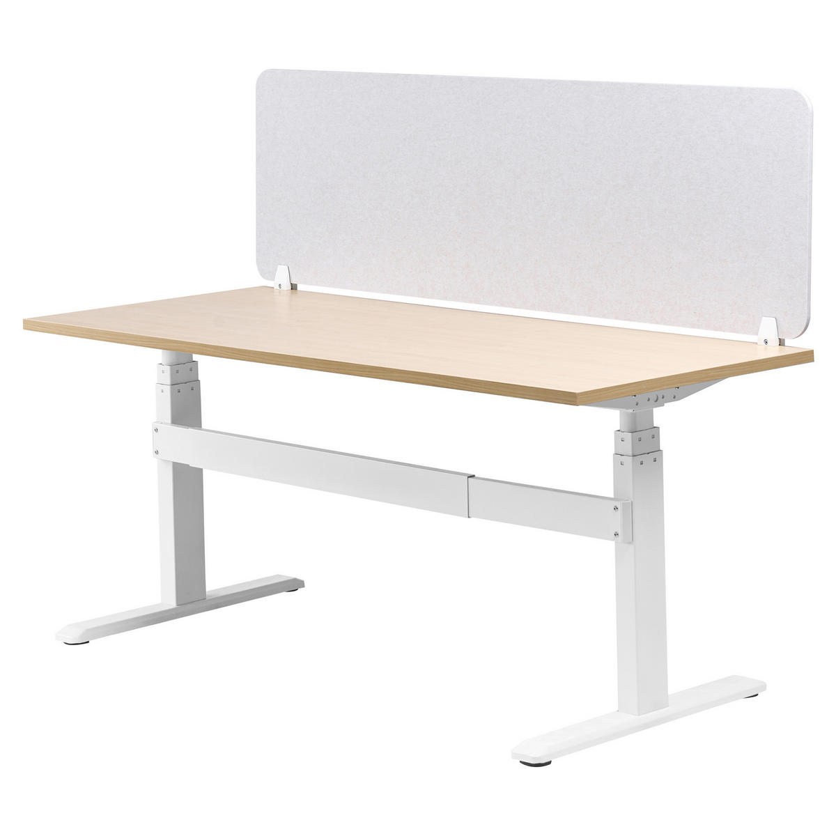 SCHREIBTISCHTRENNWAND Cremeweiß 160x1x50 Split - Creme, Kunststoff (1/160/50cm) - Beliani