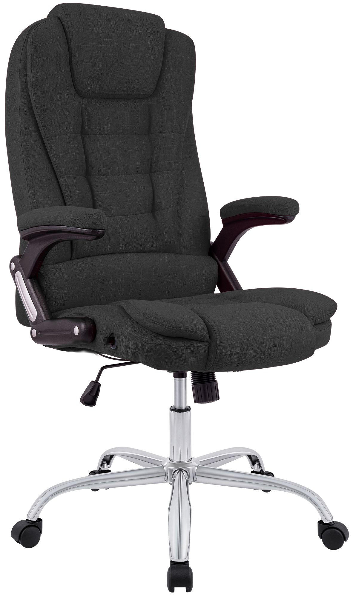 CHEFSESSEL Stoff Dunkelgrau - Chromfarben/Dunkelgrau, Textil/Metall (69.5/113/78cm) - CLP