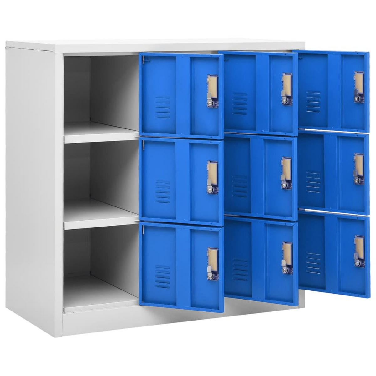 SCHLIESSFACHSCHRANK Hellgrau Und Blau 90/45/92,5 Cm Stahl - Blau, Metall (45/92.5/90cm) - vidaXL