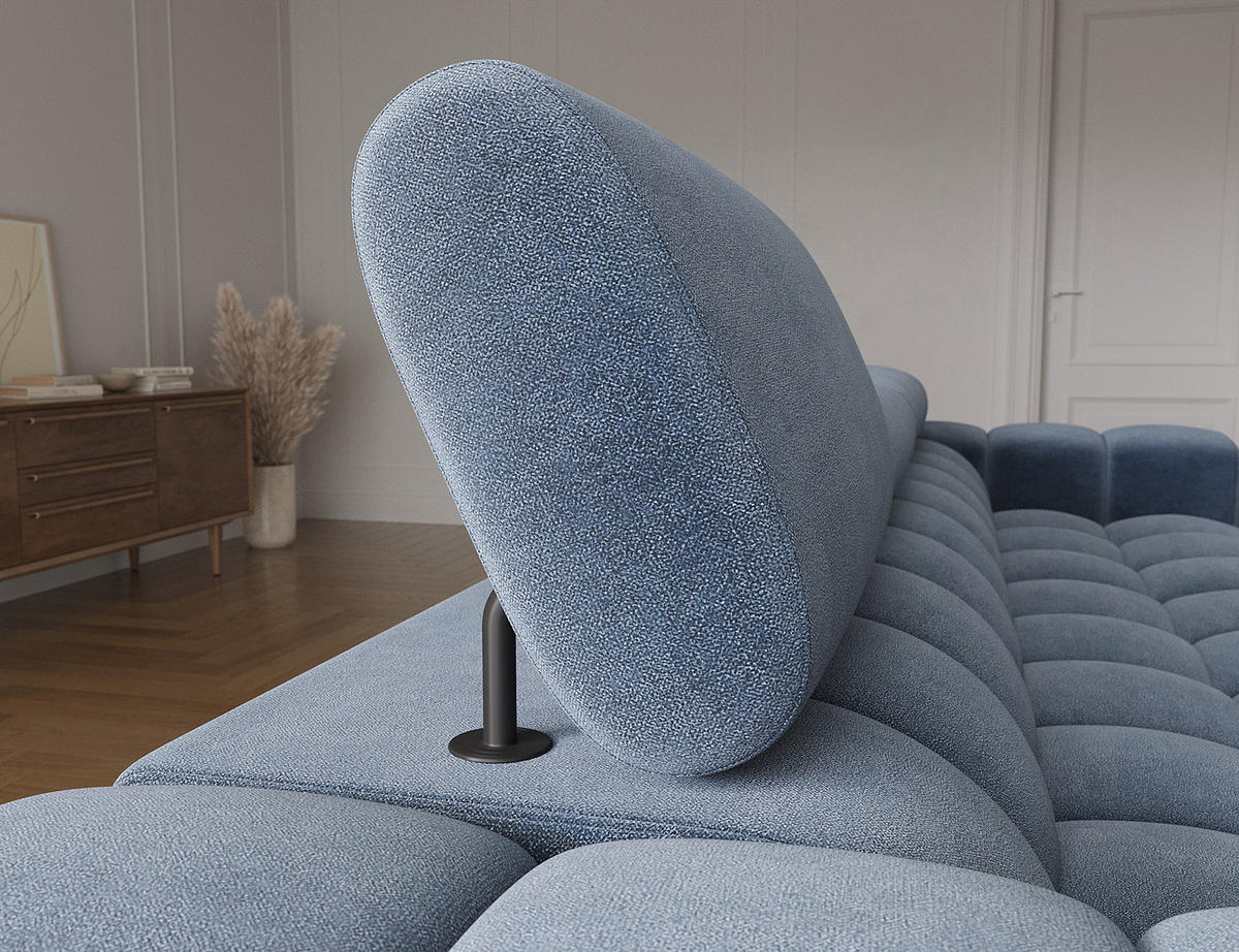 ECKSOFA Neviro L - Anthracite (Aura 40) - Blaugrau, Holzwerkstoff (285/181cm) - Möblo