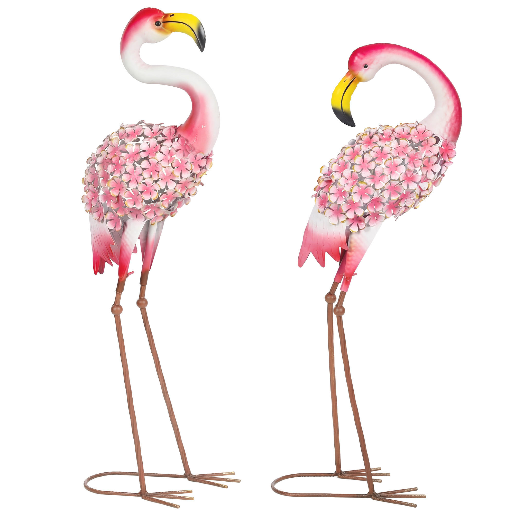 GARTENDEKO-SET 2 TLG. Flamingo, Wetterfest - Rot, Metall (19/83/28cm) - Outsunny