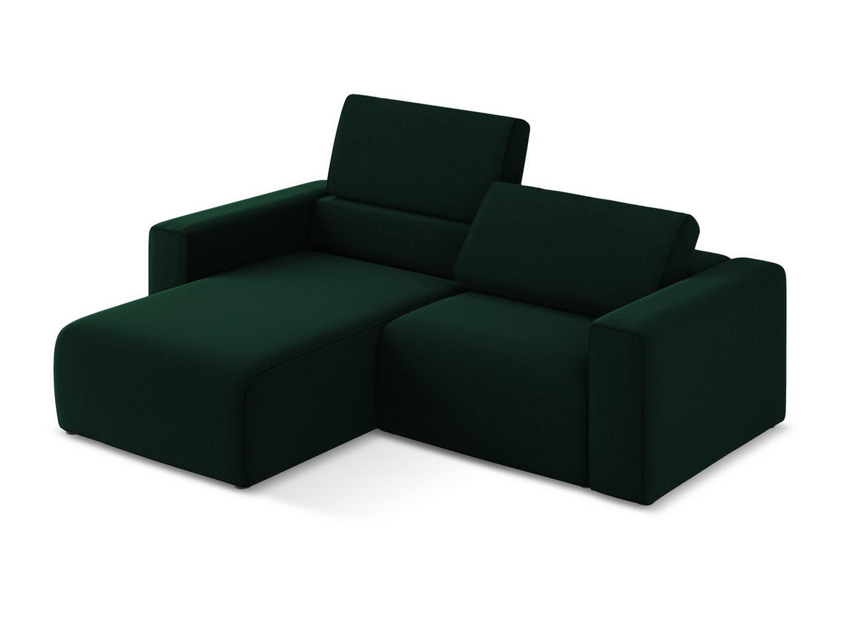 ECKSOFA Links Samt Stoff Grün - Blau/Dunkelgrün, Kunststoff/Textil (167/224cm) - Makamii