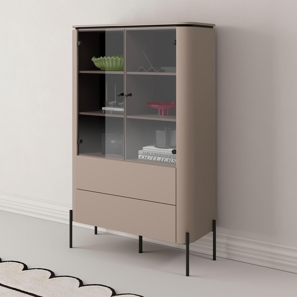 VITRÍNA Krtek - šedohnědá, kompozitní dřevo (98/160/39.5cm) - Petits-meubles