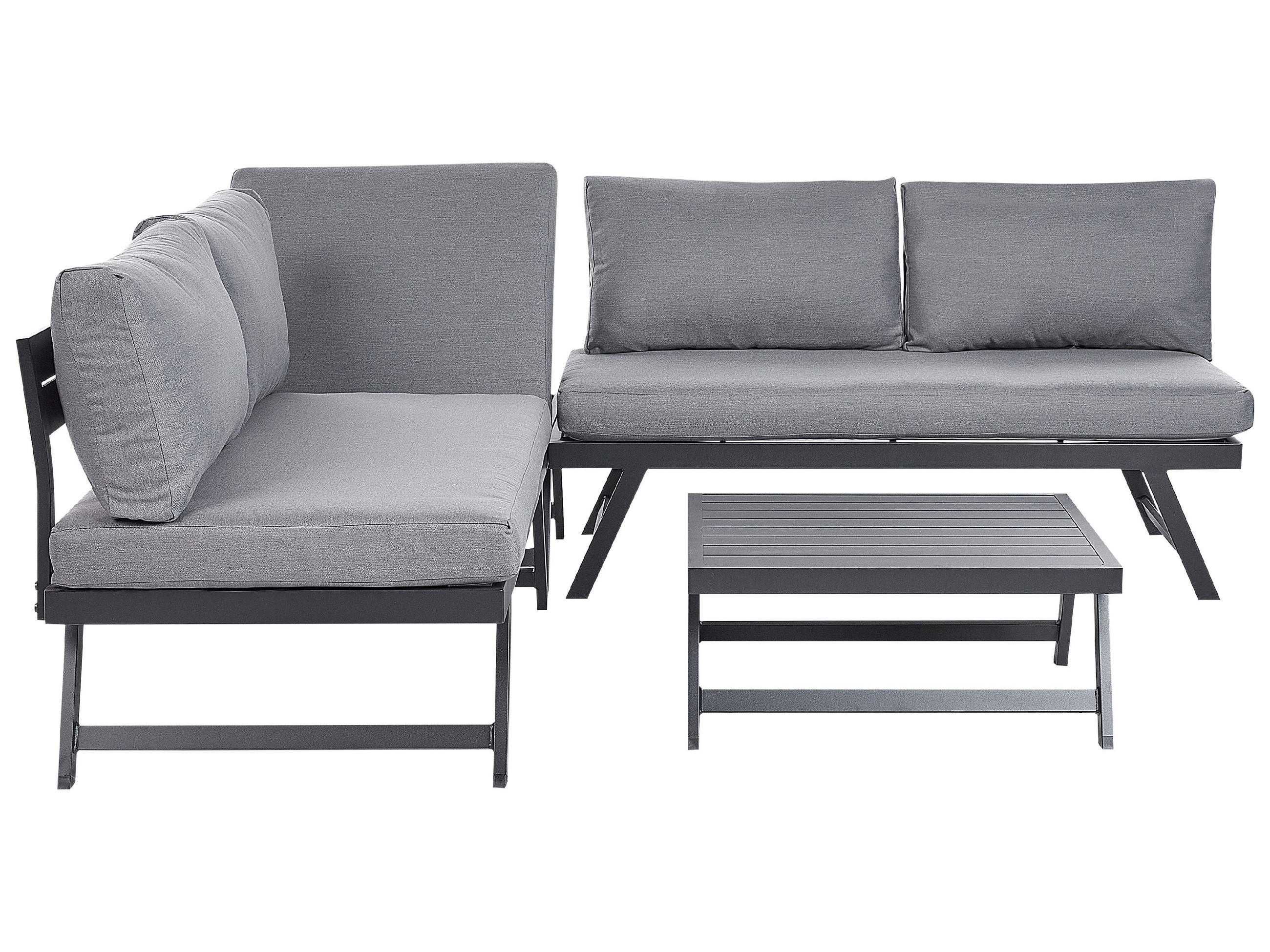 LOUNGE SET 5-Sitzer modular schwarz Auflagen dunkelgrau Coccorino - Dunkelbraun/Schwarz, Metall - Beliani