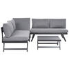 LOUNGE SET 5-Sitzer modular schwarz Auflagen dunkelgrau Coccorino - Dunkelbraun/Schwarz, Metall - Beliani