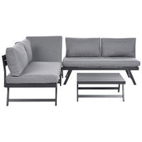 LOUNGE SET 5-Sitzer modular schwarz Auflagen dunkelgrau Coccorino - Dunkelbraun/Schwarz, Metall - Beliani