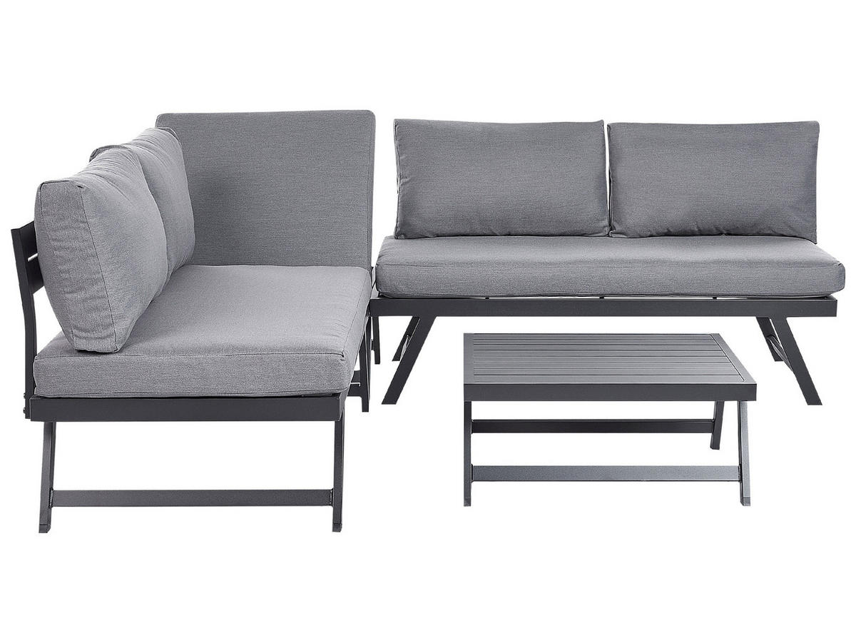 LOUNGE SET 5-Sitzer modular schwarz Auflagen dunkelgrau Coccorino - Dunkelbraun/Schwarz, Metall - Beliani