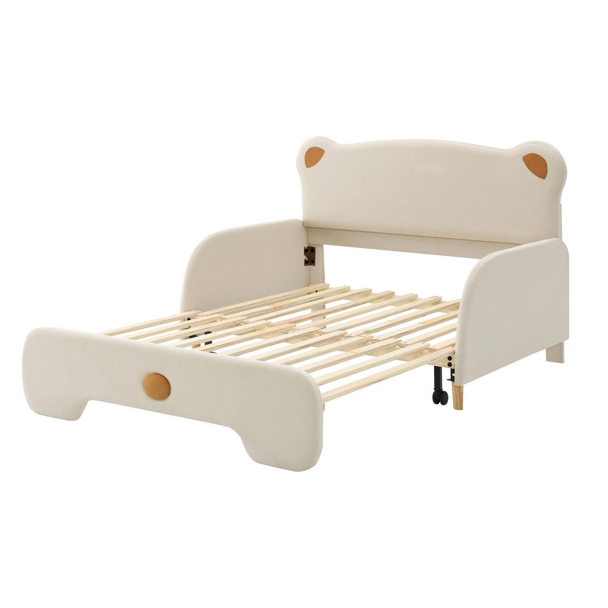 SAMT-POLSTERBETT 140/200 cm mit Ausziehbett in Beige - Beige, Textil (140/200cm) - BEAOK