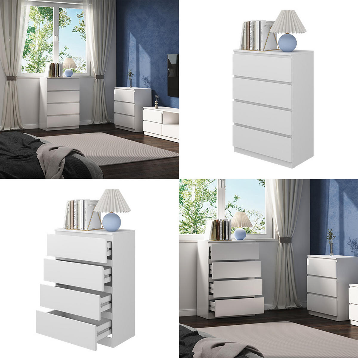 KOMMODE Calisto Weiß 70 x 102 cm - Weiß, Holzwerkstoff (70/102/39cm) - Vicco