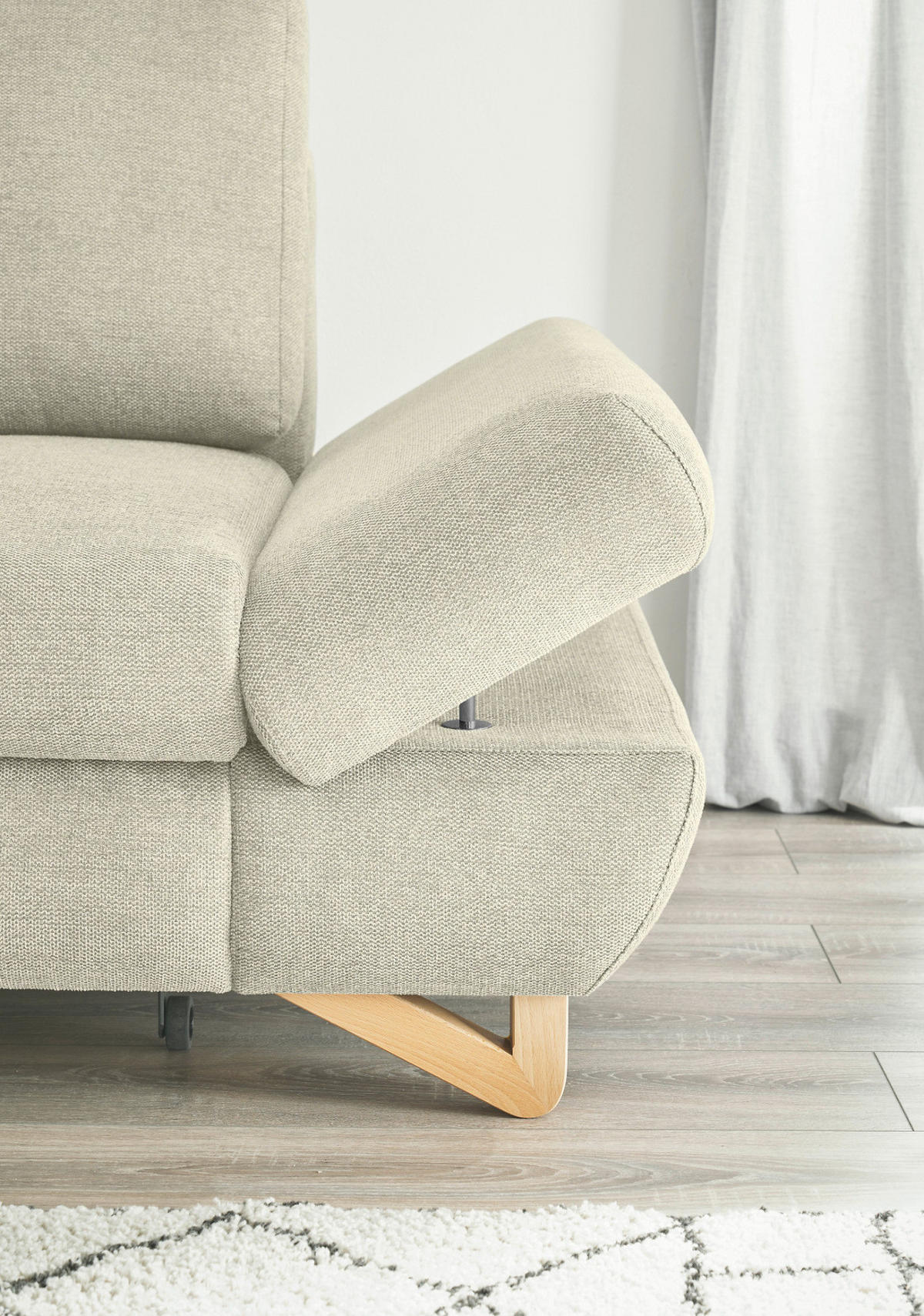 ECKSOFA beige Struktur-Stoff, Sofa mit Bettfunktion und Stauraum 284 cm - Beige, Holz/Textil (166/284cm) - Furn.Design