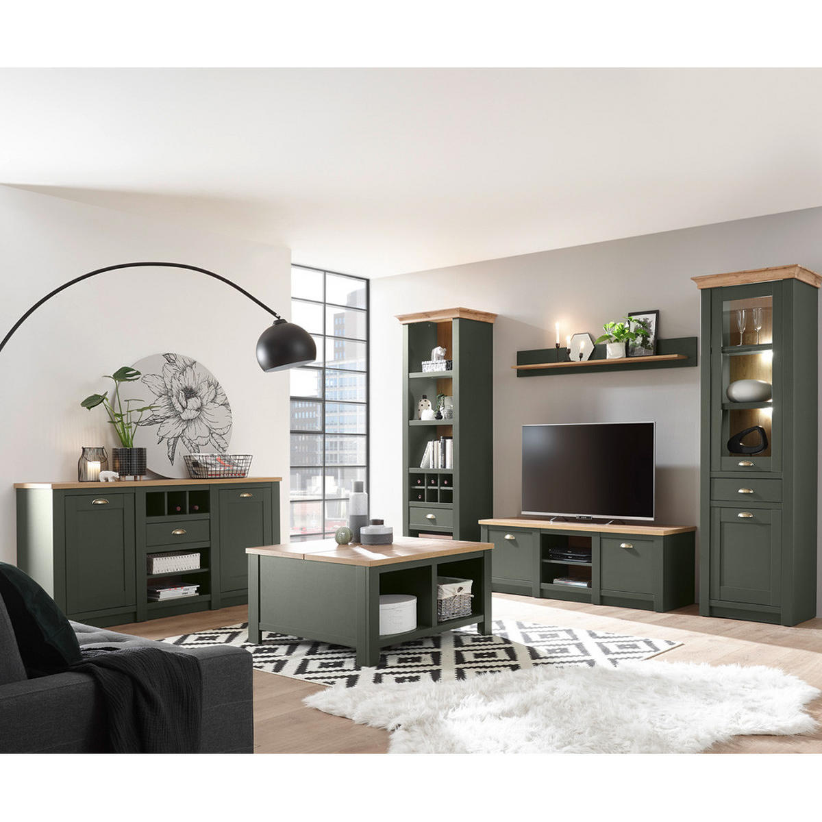 SIDEBOARD Cincinnati-61 - Grün, Holzwerkstoff (145/83/41cm) - Lomado