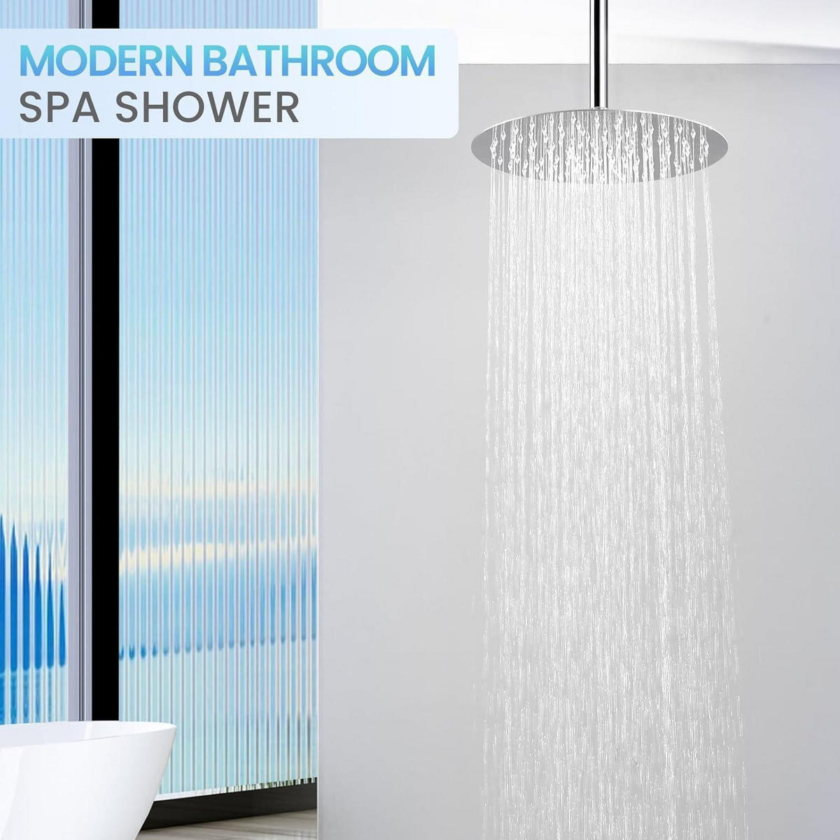 REGENDUSCHE 30 cm Chrom Edelstahl Wassersparend - Silberfarben, Metall (30.5/12.7/30.5cm)