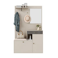 GARDEROBE 110/185,5/37 cm aus MDF mit Spiegel und Sitzfläche - Beige, Holzwerkstoff (37/185.5/110cm) - OKMYHOME