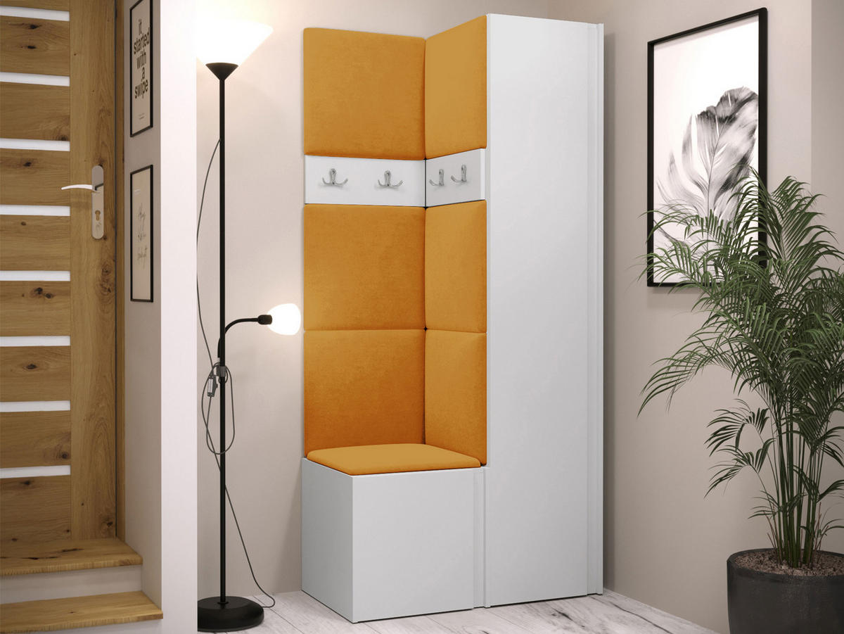 GARDEROBEN-SET Orion XXIV - Weiß/Orange, Holzwerkstoff/Kunststoff (82/186/46cm) - MIRJAN24