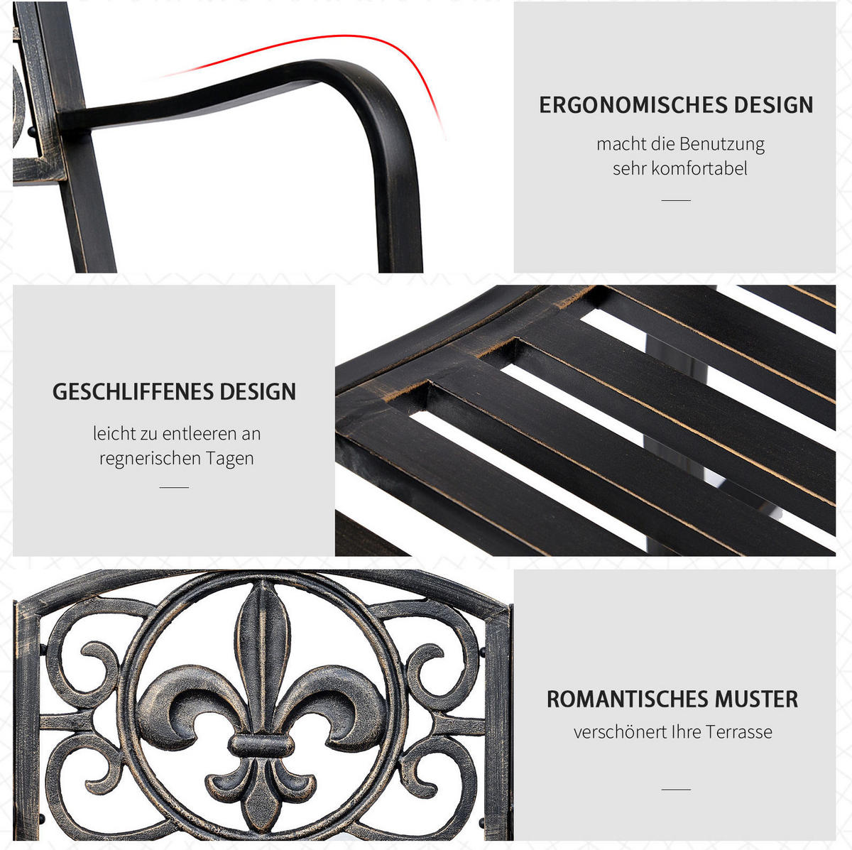 GARTEN-SCHAUKELSTUHL mit ergonomischer Form und Antik-Look aus Stahl, Bronze - Bronzefarben, Metall (73/85/60cm) - Redom