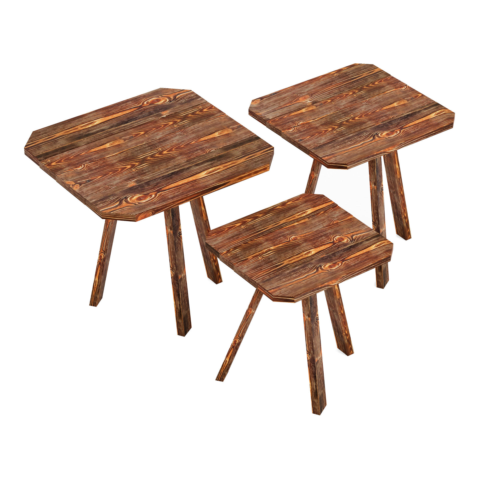 BEISTELLTISCH-SET 3 TLG. Masku - Dunkelbraun, Holz (30/30/50cm) - [en.casa]