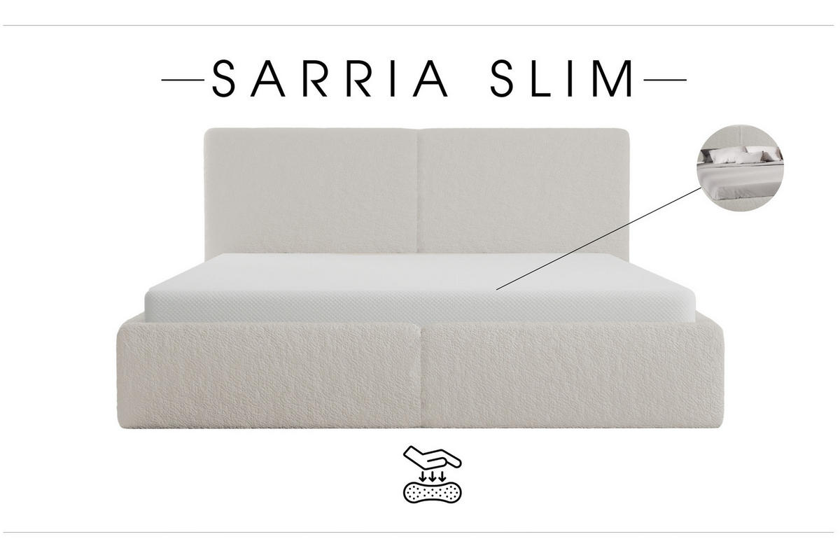 POLSTERBETT Doppelbett Sarria Slim Creme (Anthology 01) 160x200 cm - Creme, Textil (160/200cm) - Meblito