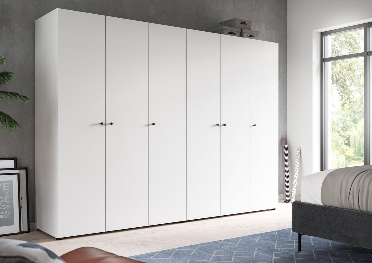 KLEIDERSCHRANKKOMBINATION DARWIN (B/H/T: ca. 240/176/51 cm) in Weiß/weiß - Weiß, Holzwerkstoff (240/176/51cm)