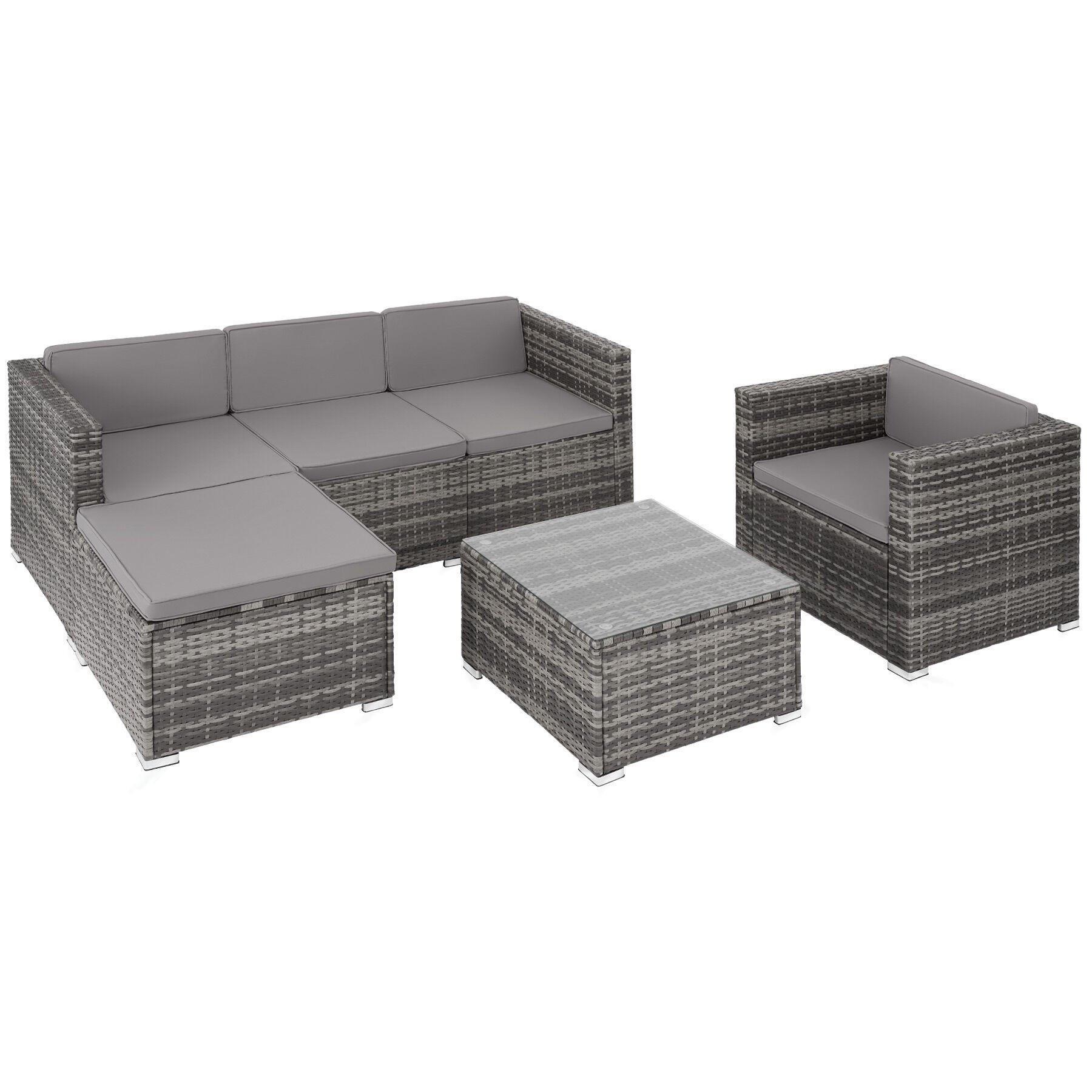 RATTANLOUNGE Lignano,variabel aufstellbar,grau - Grau, Kunststoff - tectake