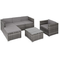 RATTANLOUNGE Lignano,variabel aufstellbar,grau - Grau, Kunststoff - tectake