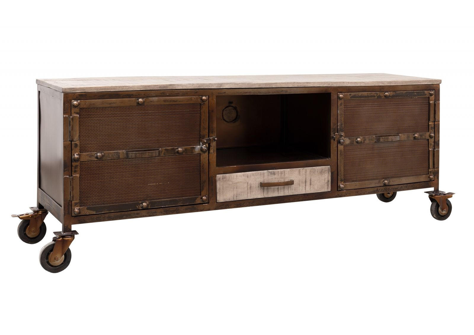 TV-BOARD Mango 150x40x60 braun lackiert HEAVY INDUSTRY #219 - Braun, Holz (150/60/40cm) - Massivmoebel24
