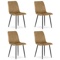 ESSZIMMERSTUHL 4-er Set JEWA brauner Sitz, schwarze Beine - Schwarz/Braun, Textil (43/90/51cm) - Valora