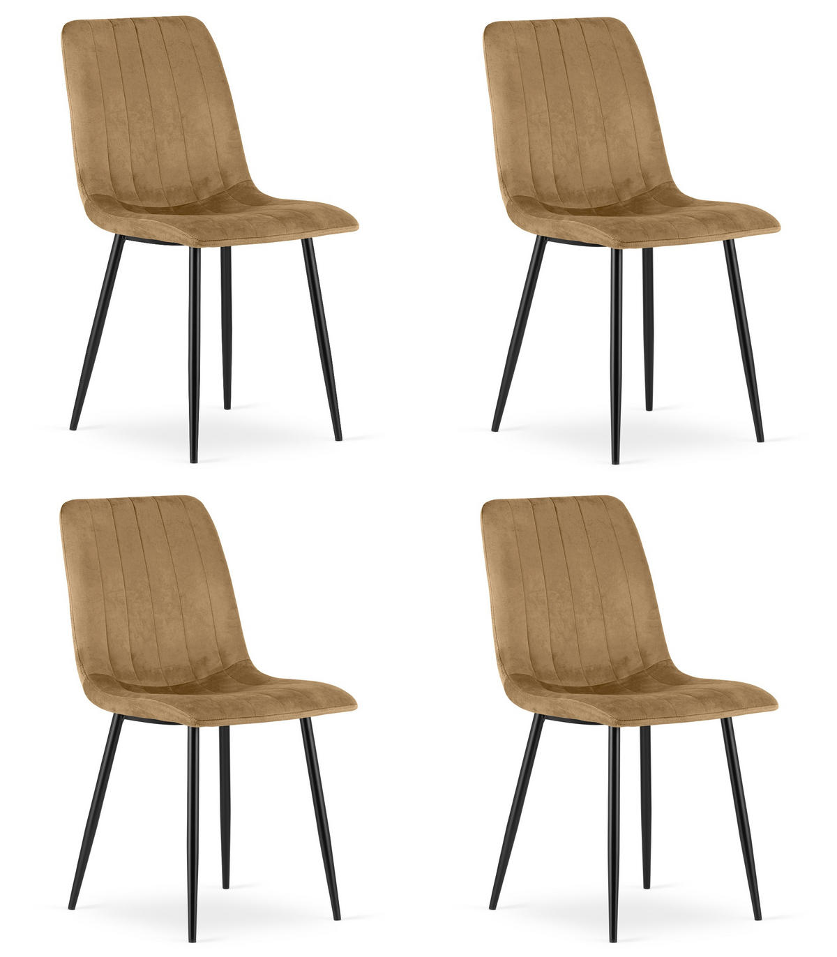 ESSZIMMERSTUHL 4-er Set JEWA brauner Sitz, schwarze Beine - Schwarz/Braun, Textil (43/90/51cm) - Valora