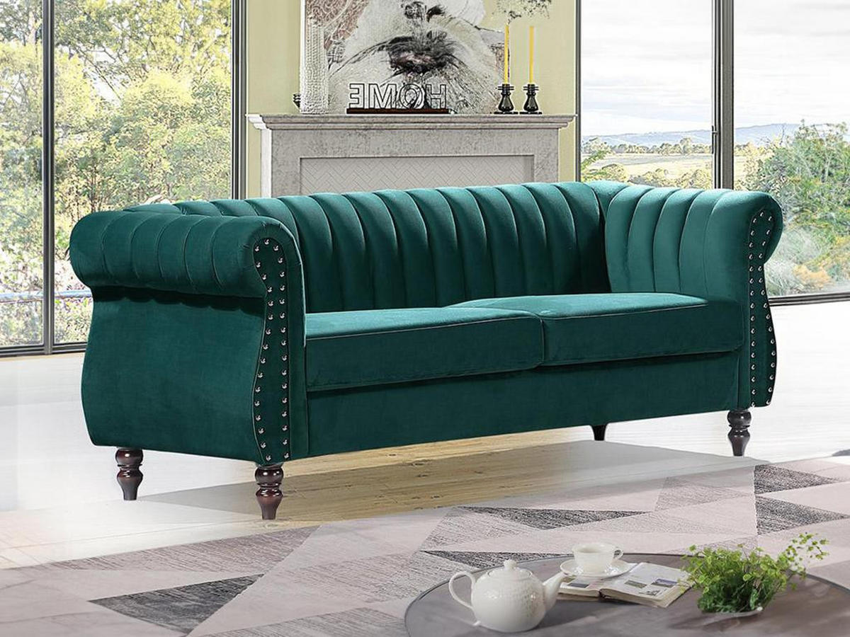 CHESTERFIELD-SOFA - 3-Sitzer - Samt - Smaragdgrün - TRUMBO - Grün, Textil (78/77/195cm) - Vente-Unique