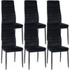 STUHL 6er Set Samt schwarz - Schwarz, Textil/Metall (41.5/99/40cm) - CLP